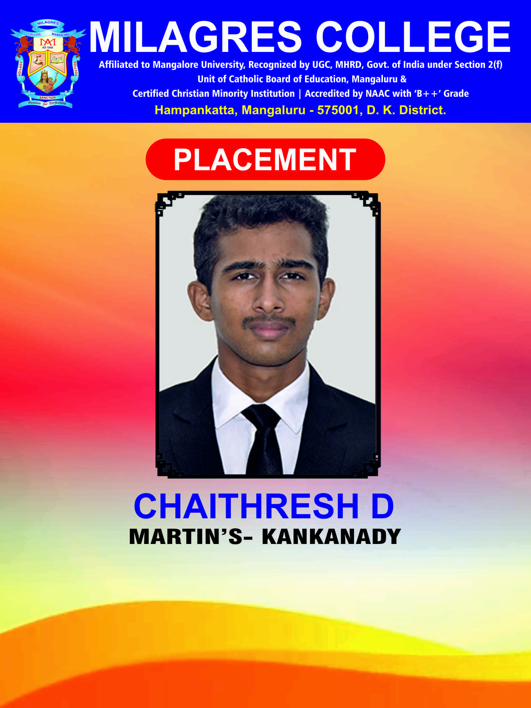 Successfully placed student